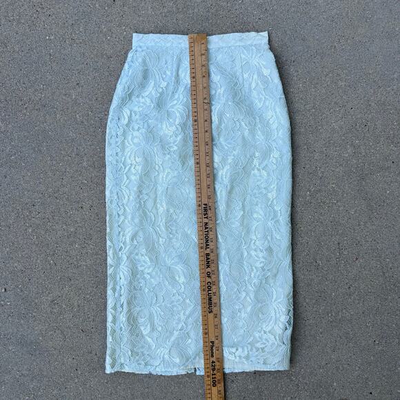 Vintage 80s SCOTT MCCLINTOCK Ice Blue Lace 2 Piece Suit Skirt Jacket Size 6 - Picture 14 of 16